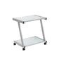 Silver and Frosted Glass Rolling Printer Cart By Homeroots | Shelves & Shelving Units | Modishstore - 3