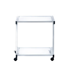White and Clear Glass Rolling Printer Cart By Homeroots