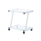 White and Clear Glass Rolling Printer Cart By Homeroots | Shelves & Shelving Units | Modishstore - 2