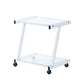 White and Clear Glass Rolling Printer Cart By Homeroots | Shelves & Shelving Units | Modishstore - 4