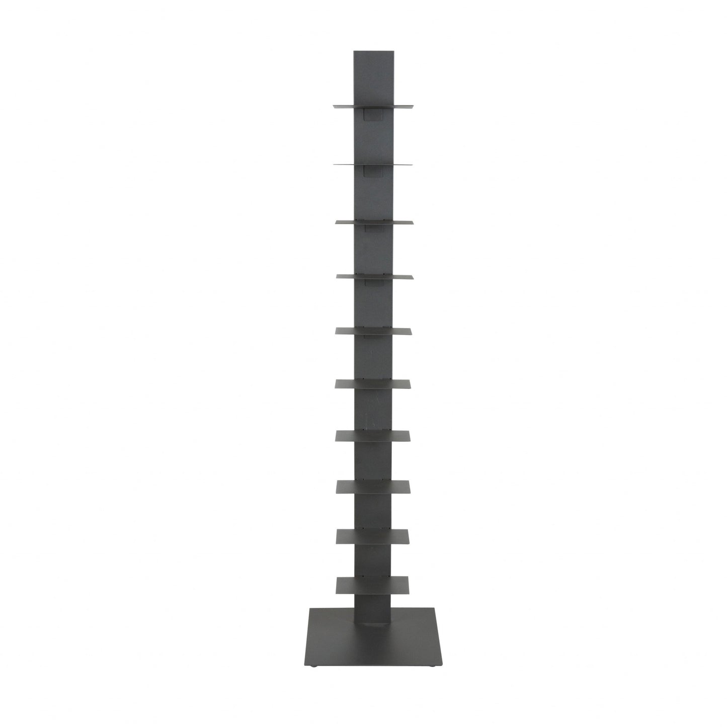 Dark Gray Metal Ten Shelf Modern Tower Bookcase By Homeroots | Shelves & Shelving Units | Modishstore - 2