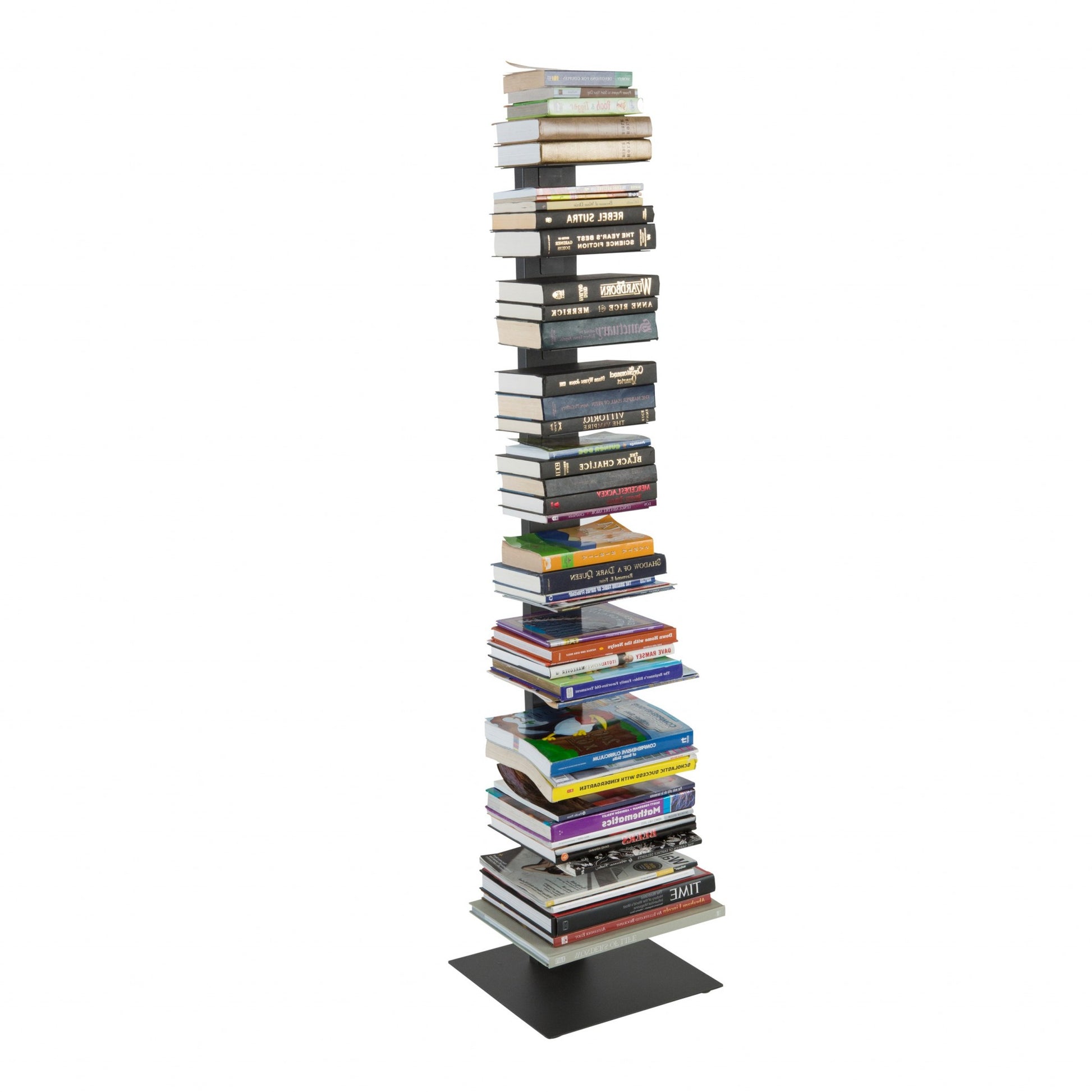 Dark Gray Metal Ten Shelf Modern Tower Bookcase By Homeroots | Shelves & Shelving Units | Modishstore - 3