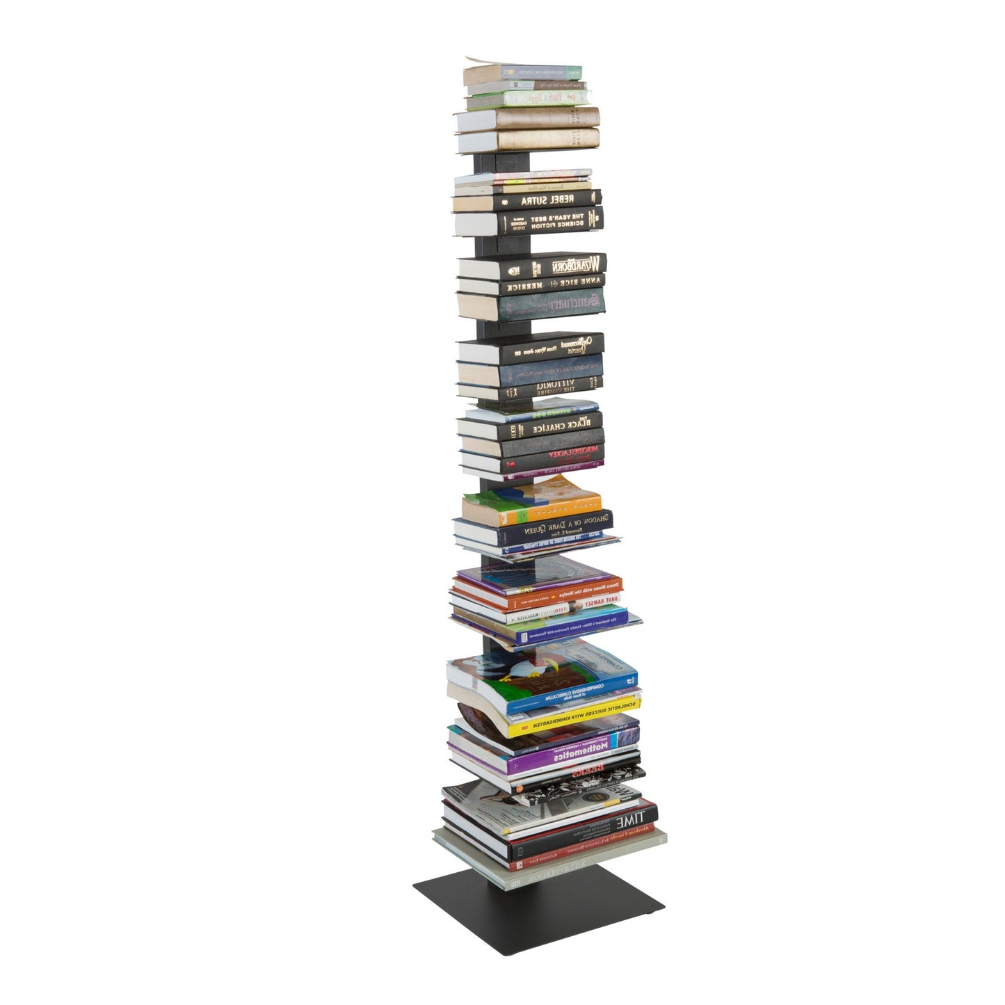 Dark Gray Metal Ten Shelf Modern Tower Bookcase By Homeroots | Shelves & Shelving Units | Modishstore - 4