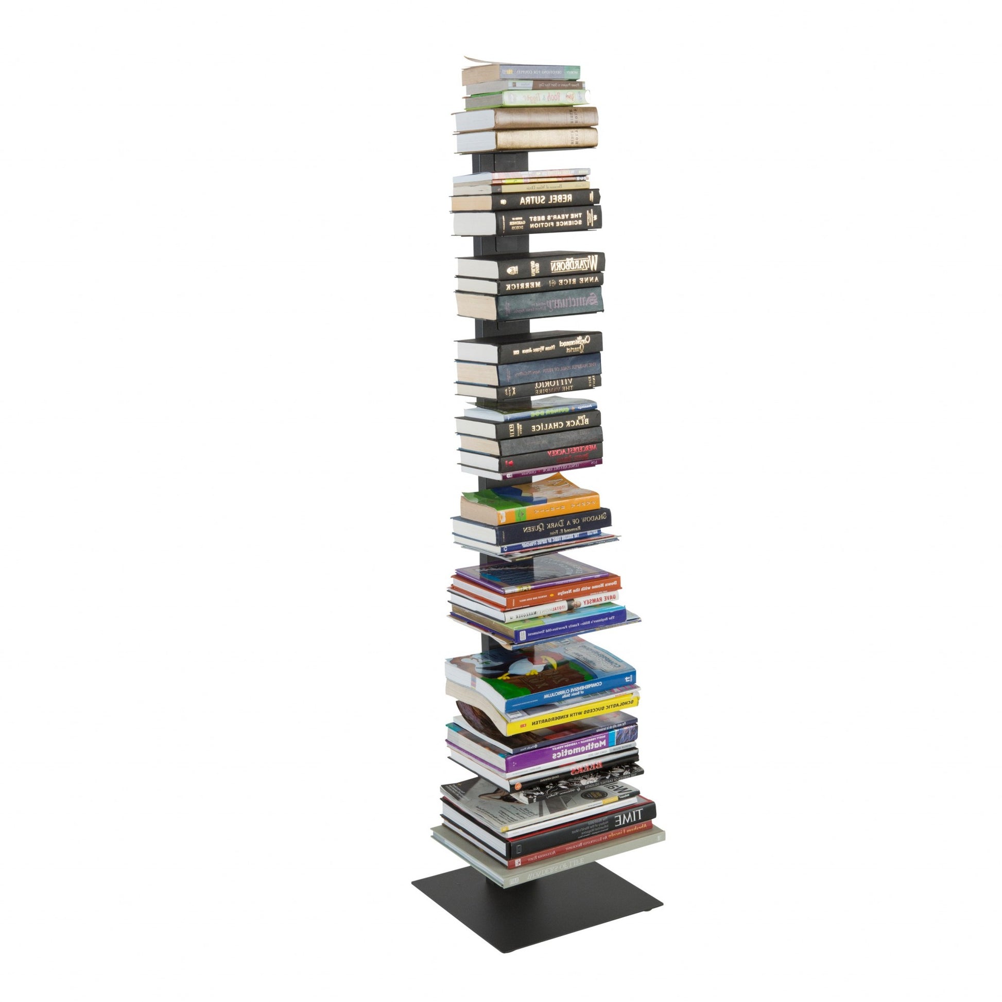 Dark Gray Metal Ten Shelf Modern Tower Bookcase By Homeroots | Shelves & Shelving Units | Modishstore - 4