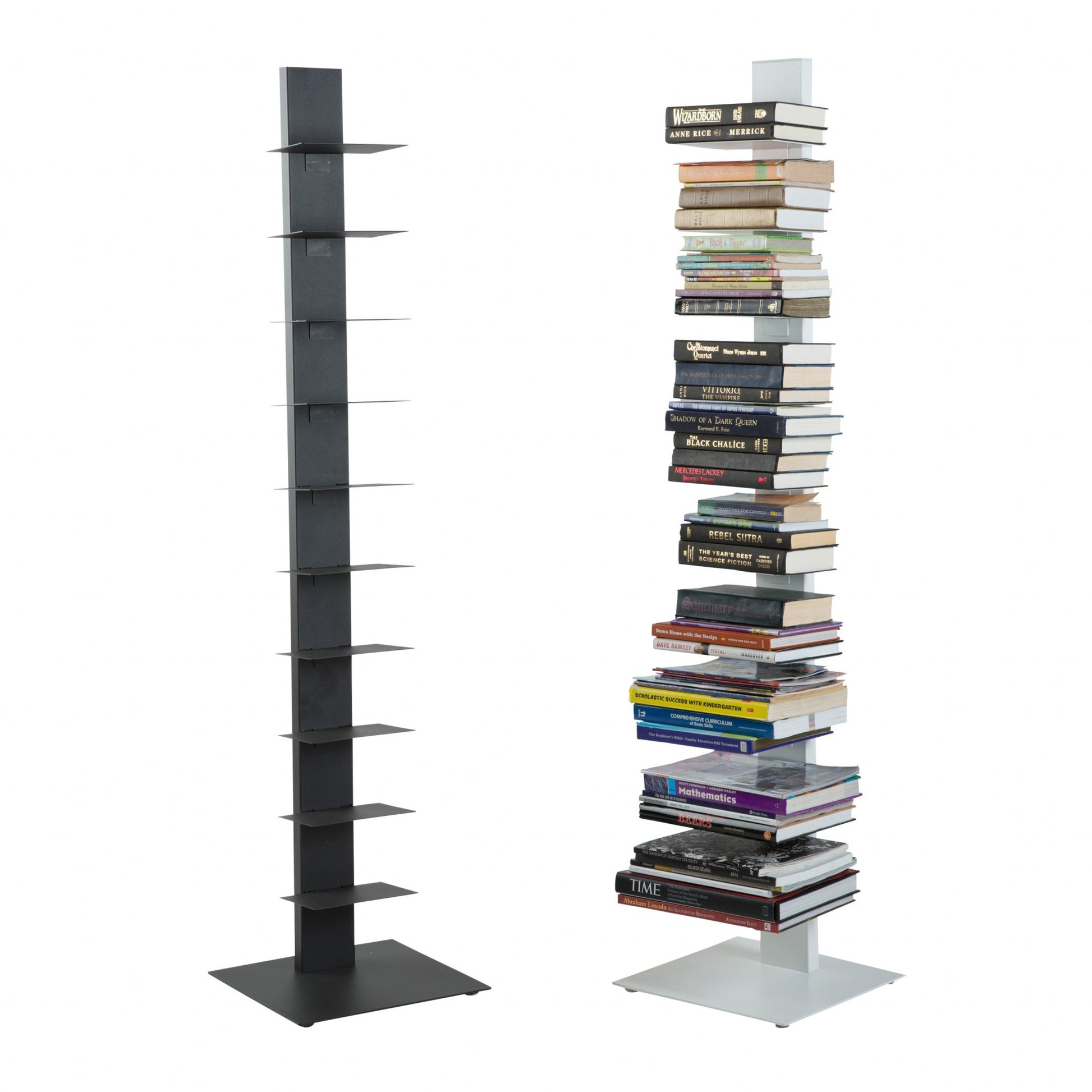 Dark Gray Metal Ten Shelf Modern Tower Bookcase By Homeroots | Shelves & Shelving Units | Modishstore - 4