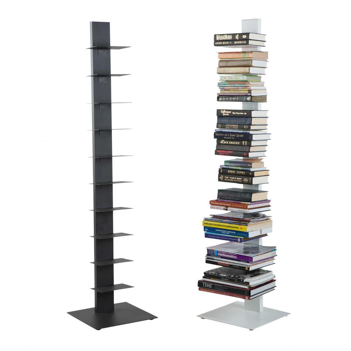 Dark Gray Metal Ten Shelf Modern Tower Bookcase By Homeroots | Shelves & Shelving Units | Modishstore - 5