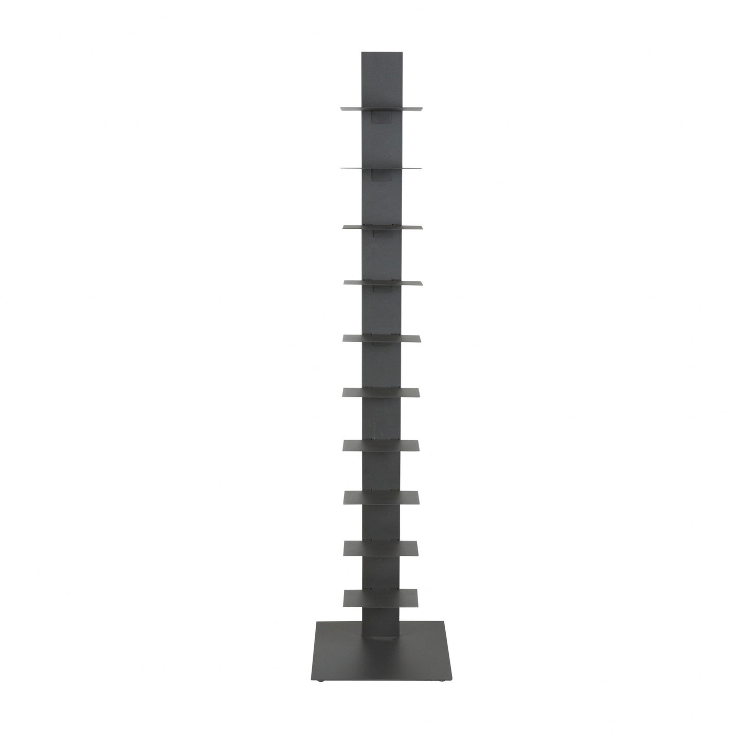Dark Gray Metal Ten Shelf Modern Tower Bookcase By Homeroots | Shelves & Shelving Units | Modishstore - 5