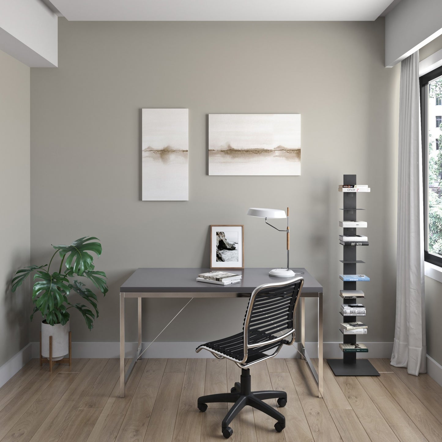 Dark Gray Metal Ten Shelf Modern Tower Bookcase By Homeroots | Shelves & Shelving Units | Modishstore - 8