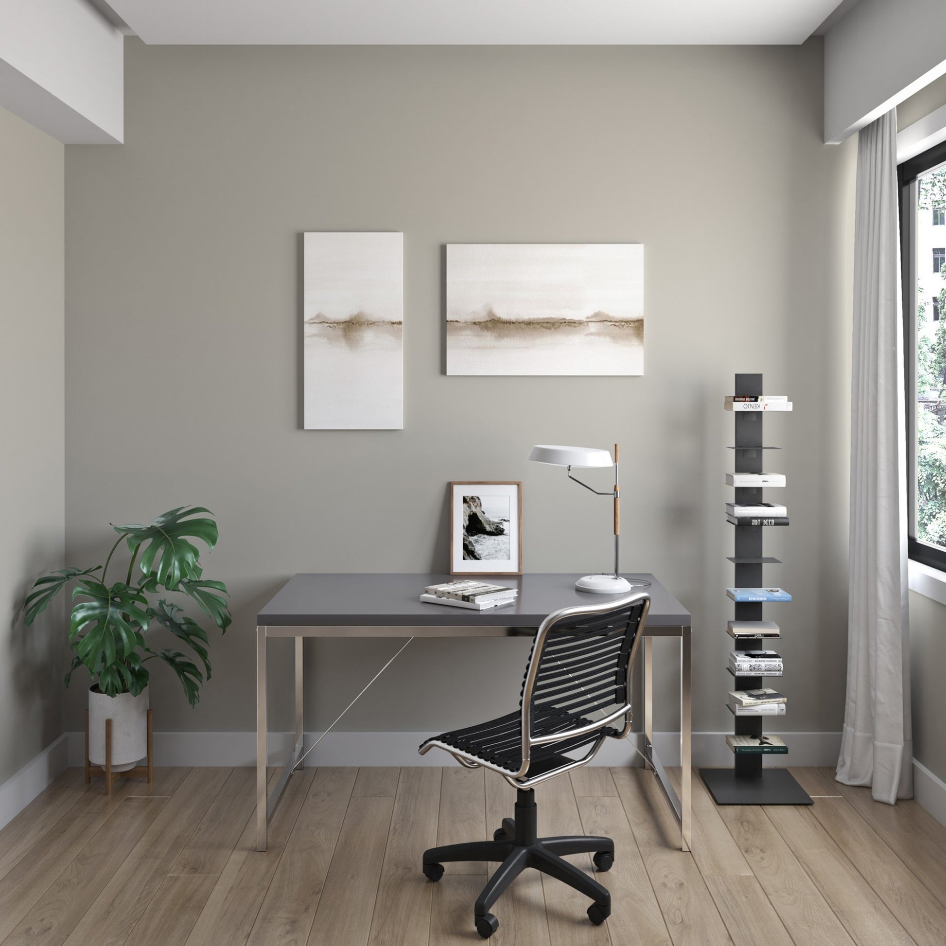 Dark Gray Metal Ten Shelf Modern Tower Bookcase By Homeroots | Shelves & Shelving Units | Modishstore - 8