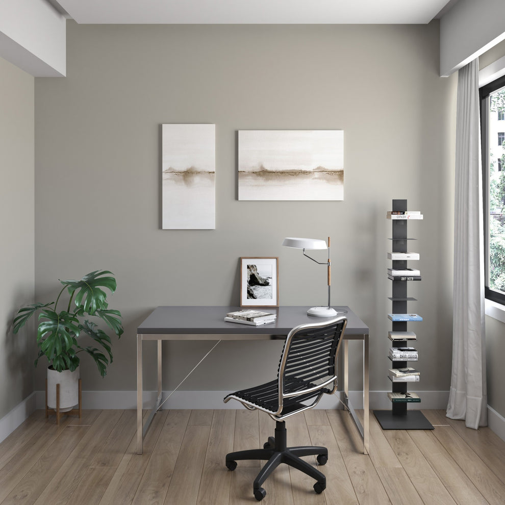 Dark Gray Metal Ten Shelf Modern Tower Bookcase By Homeroots | Shelves & Shelving Units | Modishstore - 8