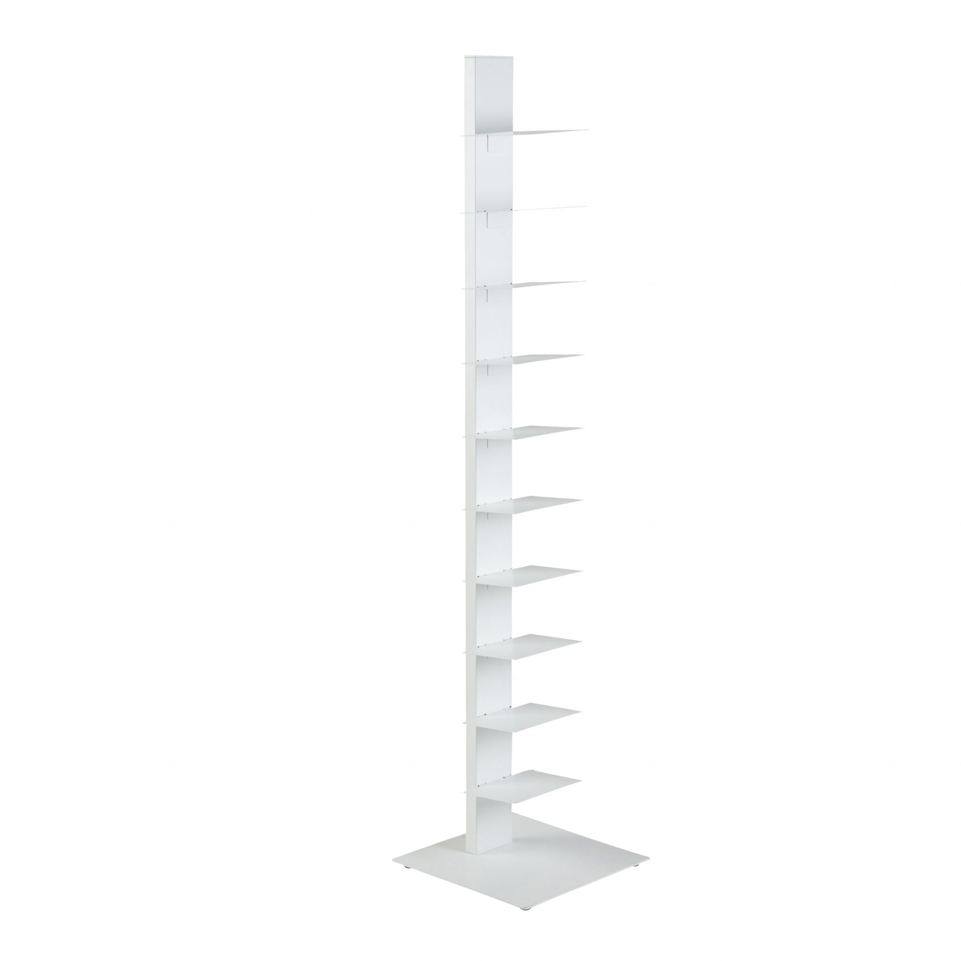 White Metal Ten Shelf Modern Tower Bookcase By Homeroots | Shelves & Shelving Units | Modishstore - 3