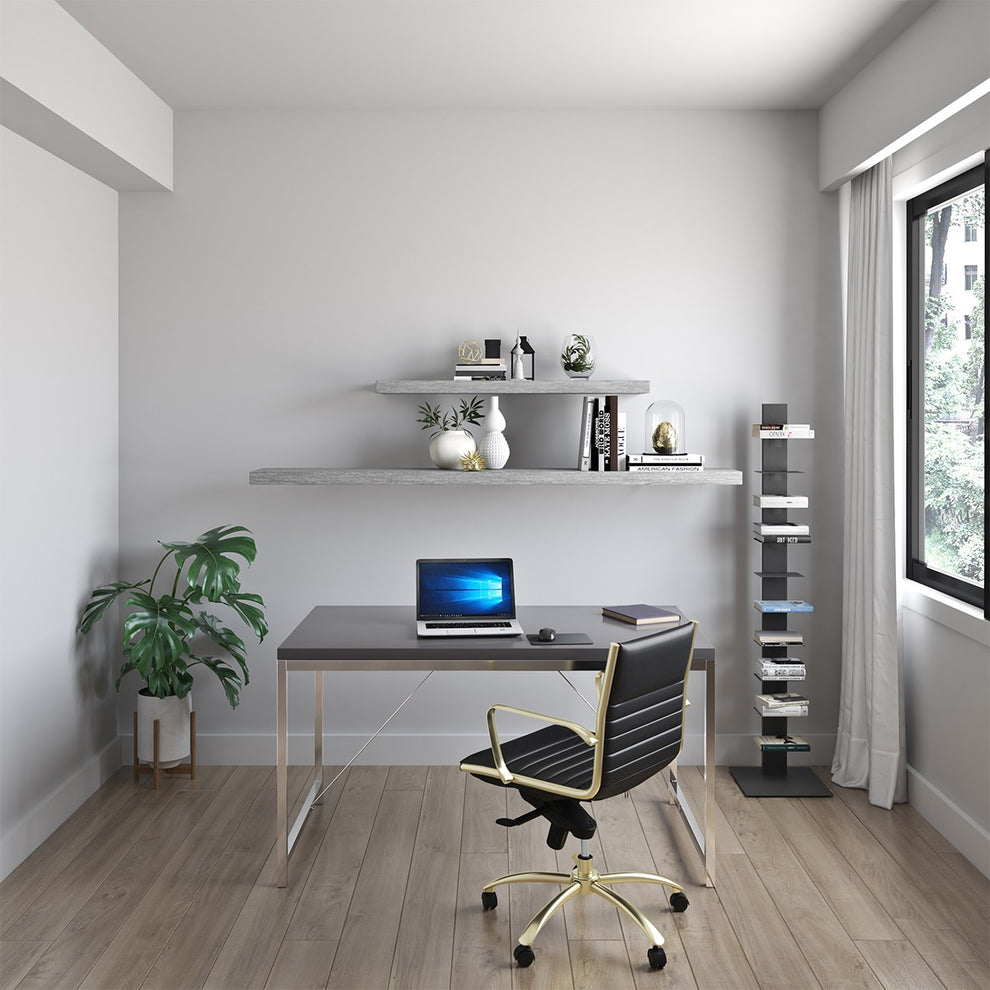 75" Dark Gray Whitewash Wooden Floating Shelf By Homeroots | Wall Shelf | Modishstore