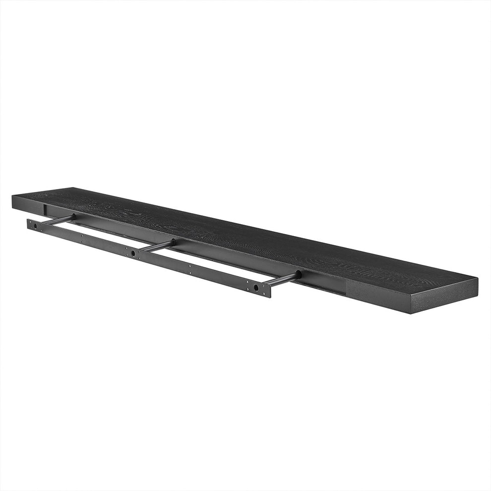 75" Dark Gray Whitewash Wooden Floating Shelf By Homeroots | Wall Shelf | Modishstore - 10