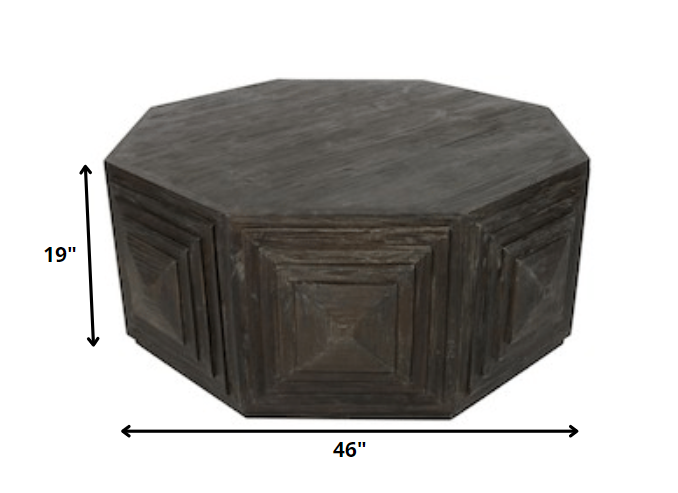 Deep Brown Octagonal Coffee Table By Homeroots | Coffee Tables | Modishstore - 3