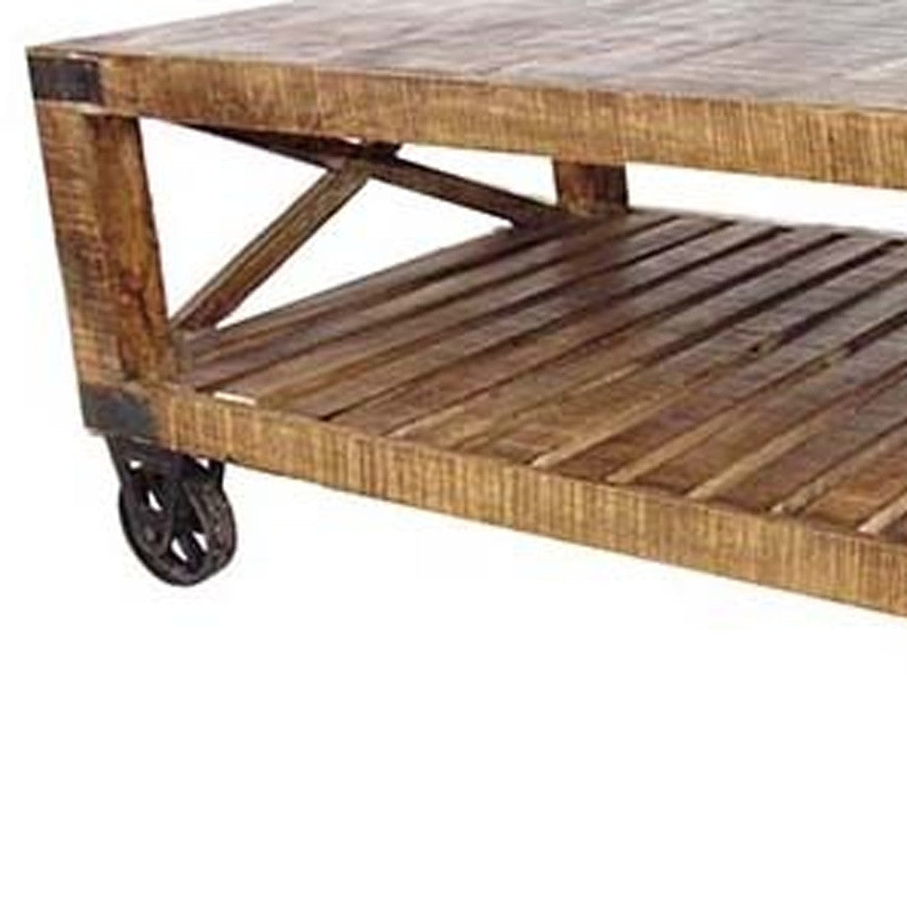 Traditional Cart Style Wooden Coffee Table By Homeroots | Coffee Tables | Modishstore - 3