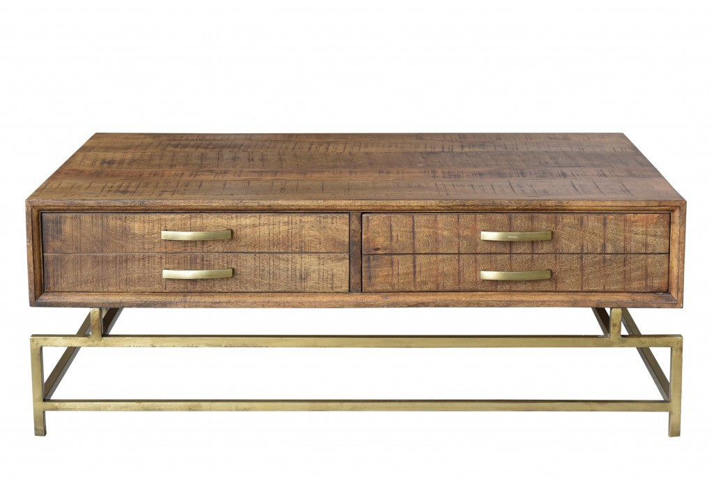 Brown and Gold Storage Coffee Table By Homeroots | Coffee Tables | Modishstore