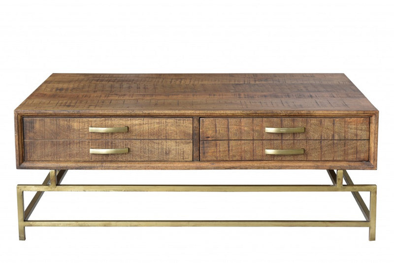 Brown and Gold Storage Coffee Table By Homeroots | Coffee Tables | Modishstore