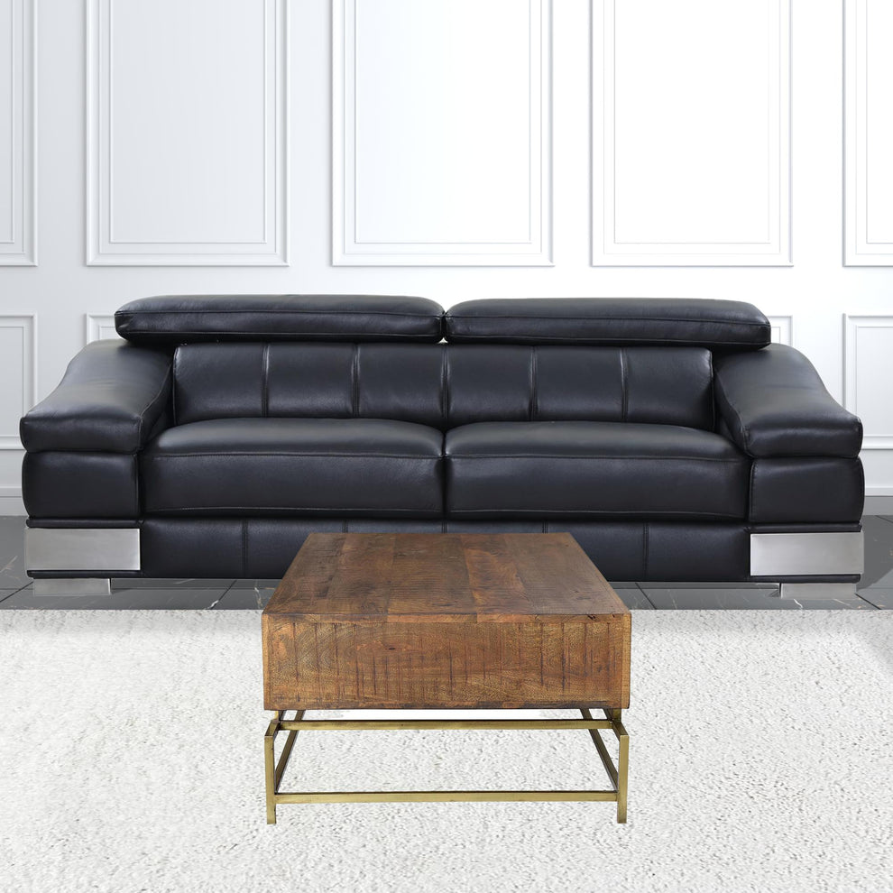 Brown and Gold Storage Coffee Table By Homeroots | Coffee Tables | Modishstore - 2