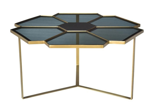 Geometric Floral Glass Coffee Table By Homeroots | Coffee Tables | Modishstore