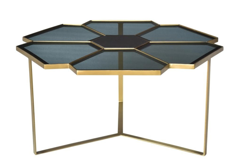 Geometric Floral Glass Coffee Table By Homeroots | Coffee Tables | Modishstore