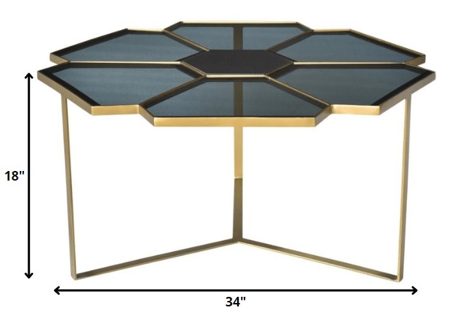 Geometric Floral Glass Coffee Table By Homeroots | Coffee Tables | Modishstore - 3