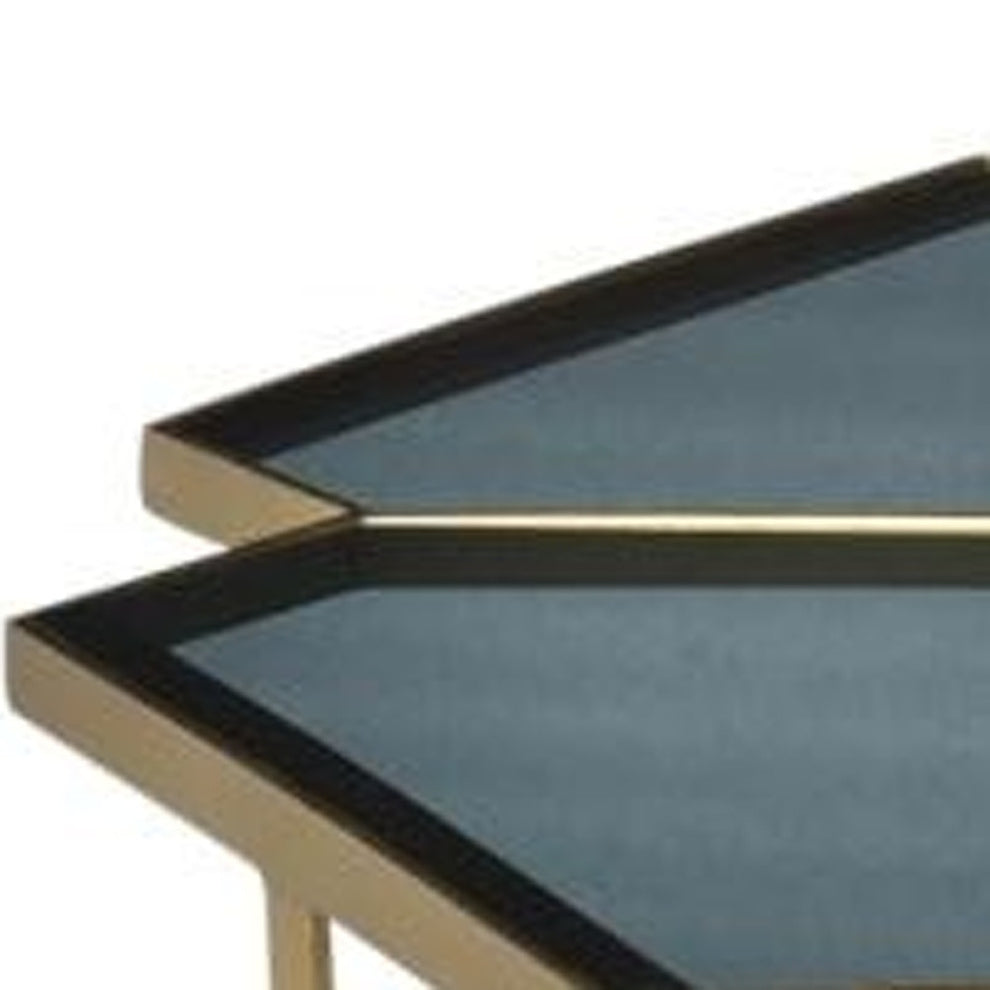 Geometric Floral Glass Coffee Table By Homeroots | Coffee Tables | Modishstore - 2