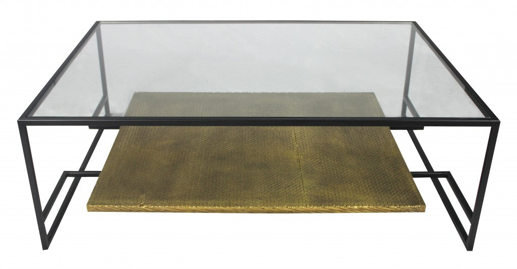 Modern Black and Gold Glass Coffee Table By Homeroots | Coffee Tables | Modishstore