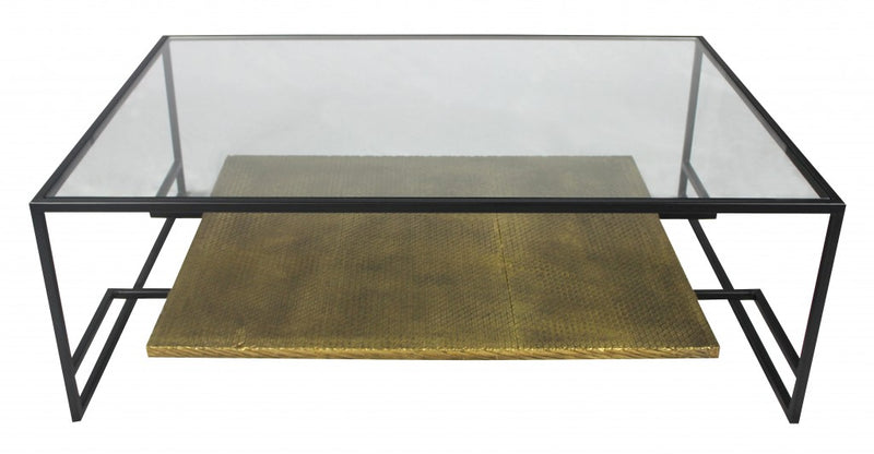 Modern Black and Gold Glass Coffee Table By Homeroots | Coffee Tables | Modishstore