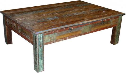 Square Distressed Wooden Coffee Table By Homeroots
