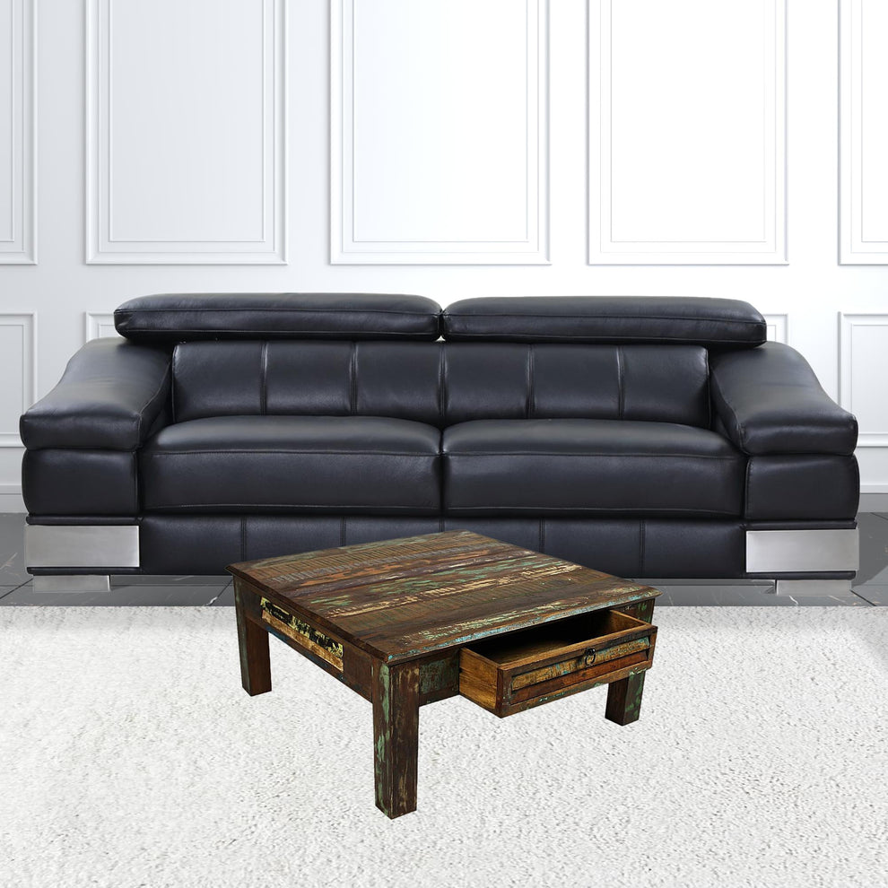 Square Distressed Wooden Coffee Table By Homeroots | Coffee Tables | Modishstore - 4