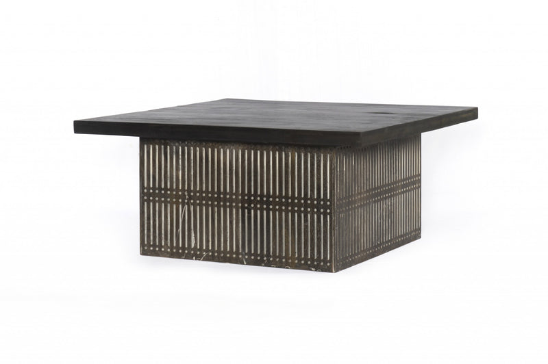 Rustic Brown Carved Wood Storage Coffee Table By Homeroots | Coffee Tables | Modishstore