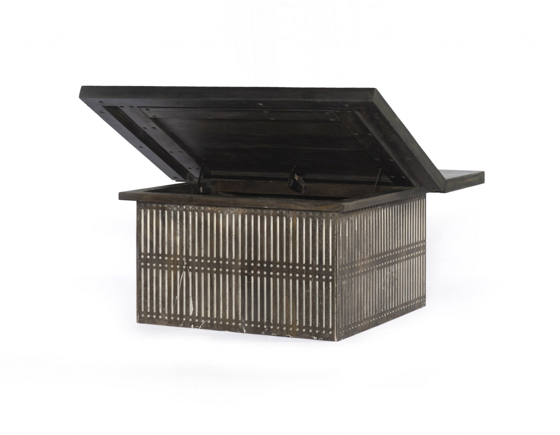 Rustic Brown Carved Wood Storage Coffee Table By Homeroots | Coffee Tables | Modishstore - 4