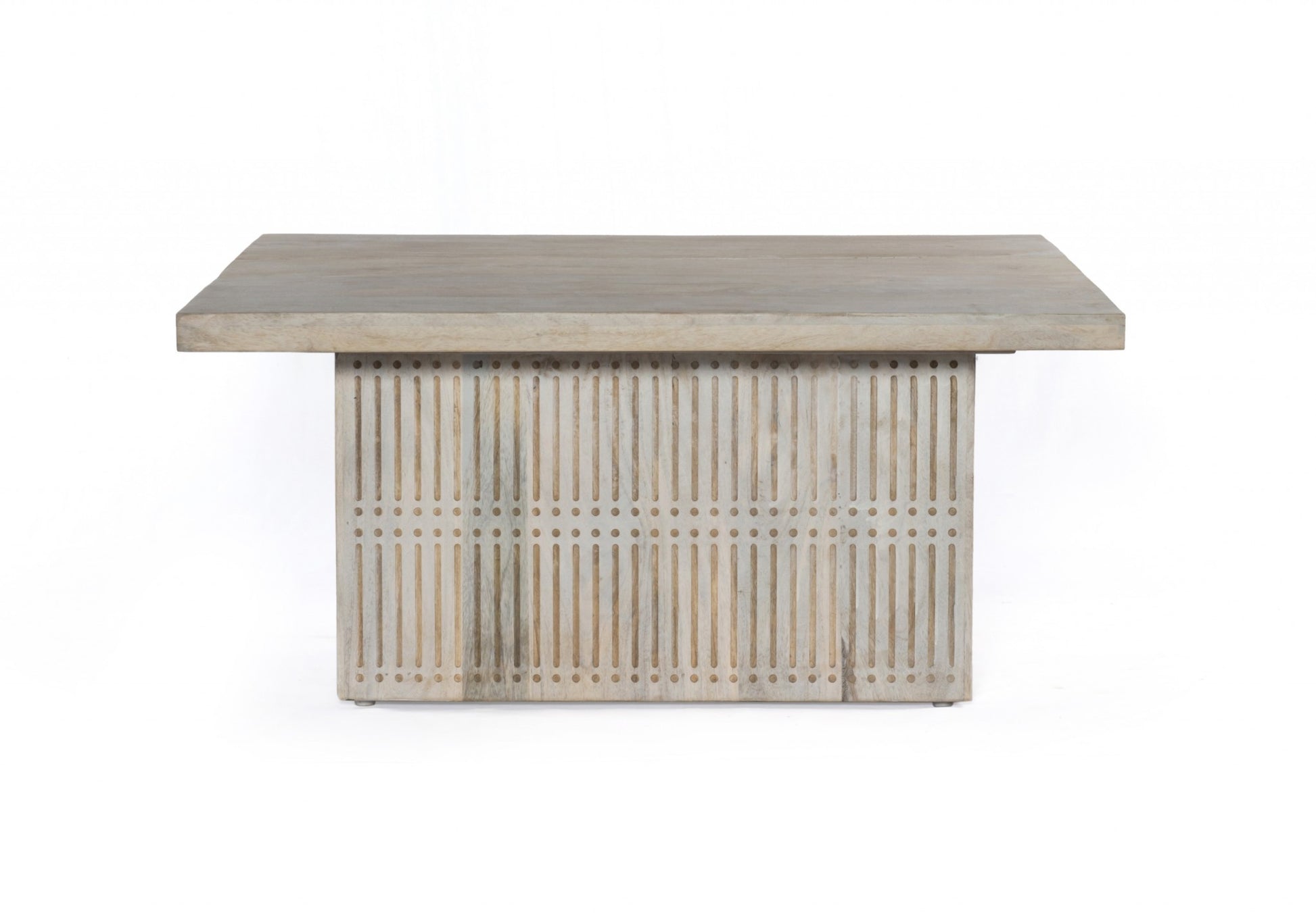 Rustic Graywash Carved Wood Storage Coffee Table By Homeroots | Coffee Tables | Modishstore