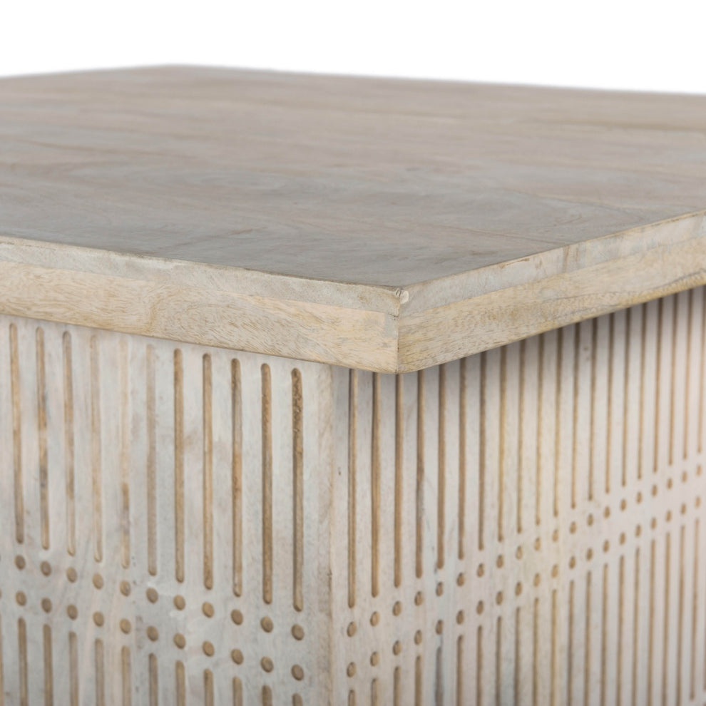 Rustic Graywash Carved Wood Storage Coffee Table By Homeroots | Coffee Tables | Modishstore - 4