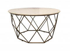 Round Mable and Iron Geometric Coffee Table By Homeroots