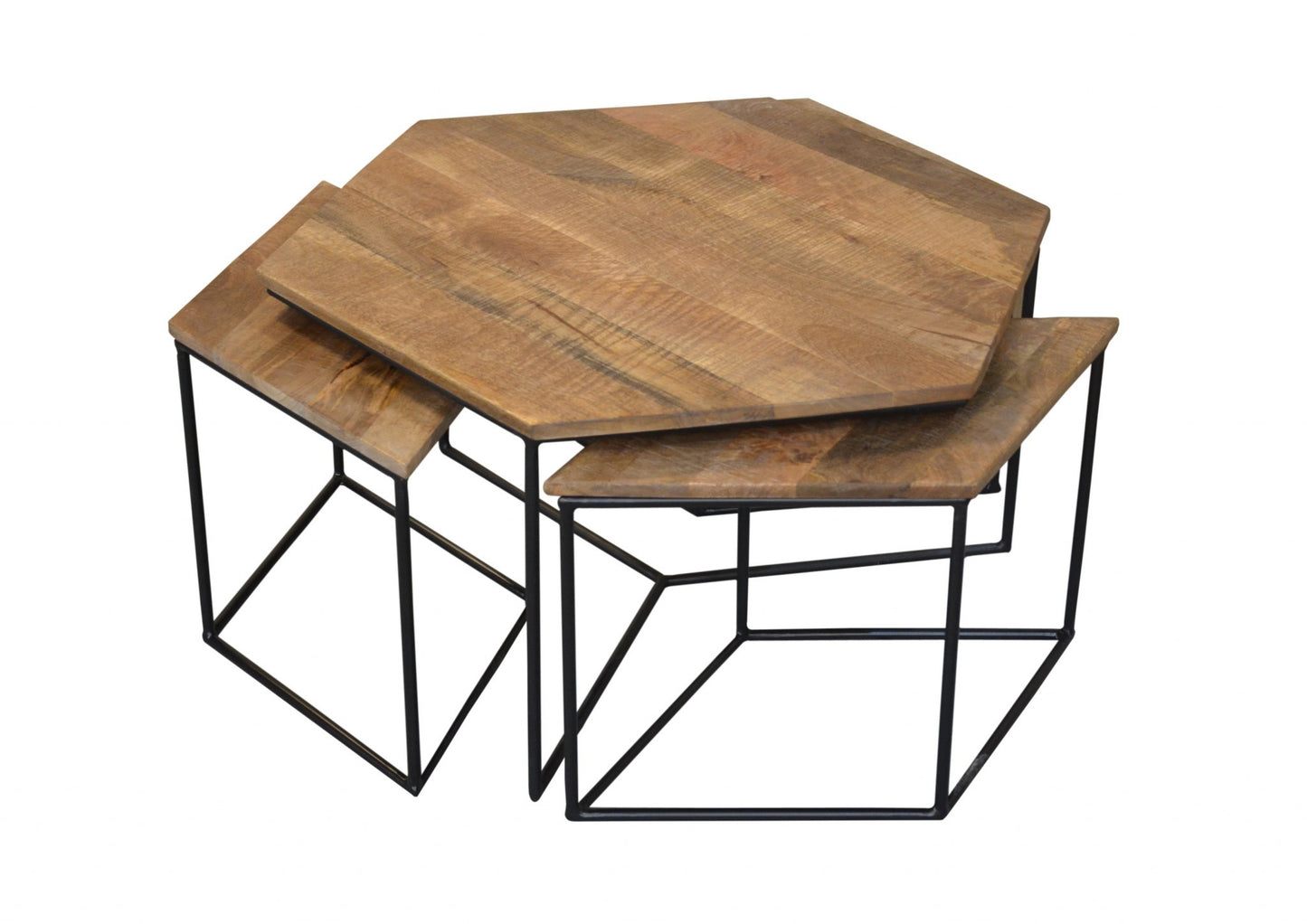 Set of 4 Geometric Wooden Coffee Tables By Homeroots