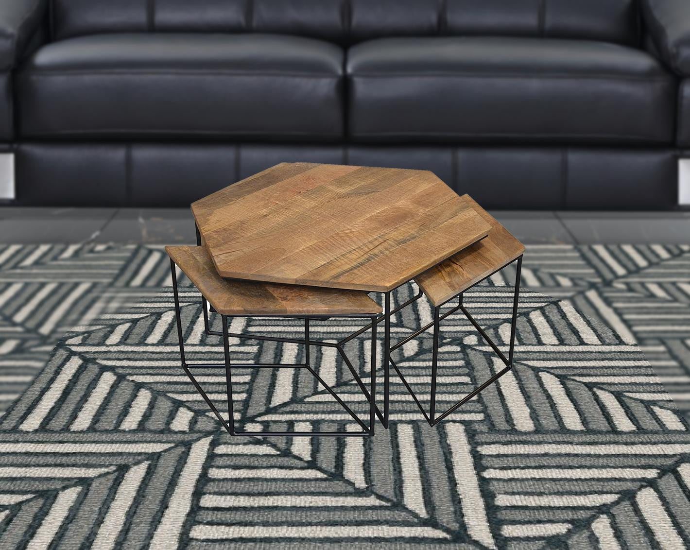 Set of 4 Geometric Wooden Coffee Tables By Homeroots | Coffee Tables | Modishstore - 3