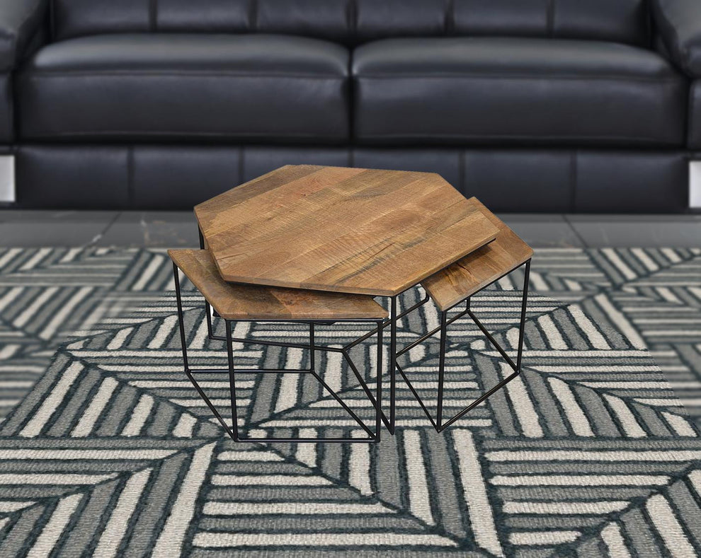 Set of 4 Geometric Wooden Coffee Tables By Homeroots | Coffee Tables | Modishstore - 3