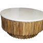 Round Marble Top and Wooden Strips Coffee Table By Homeroots | Coffee Tables | Modishstore