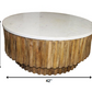 Round Marble Top and Wooden Strips Coffee Table By Homeroots | Coffee Tables | Modishstore - 5