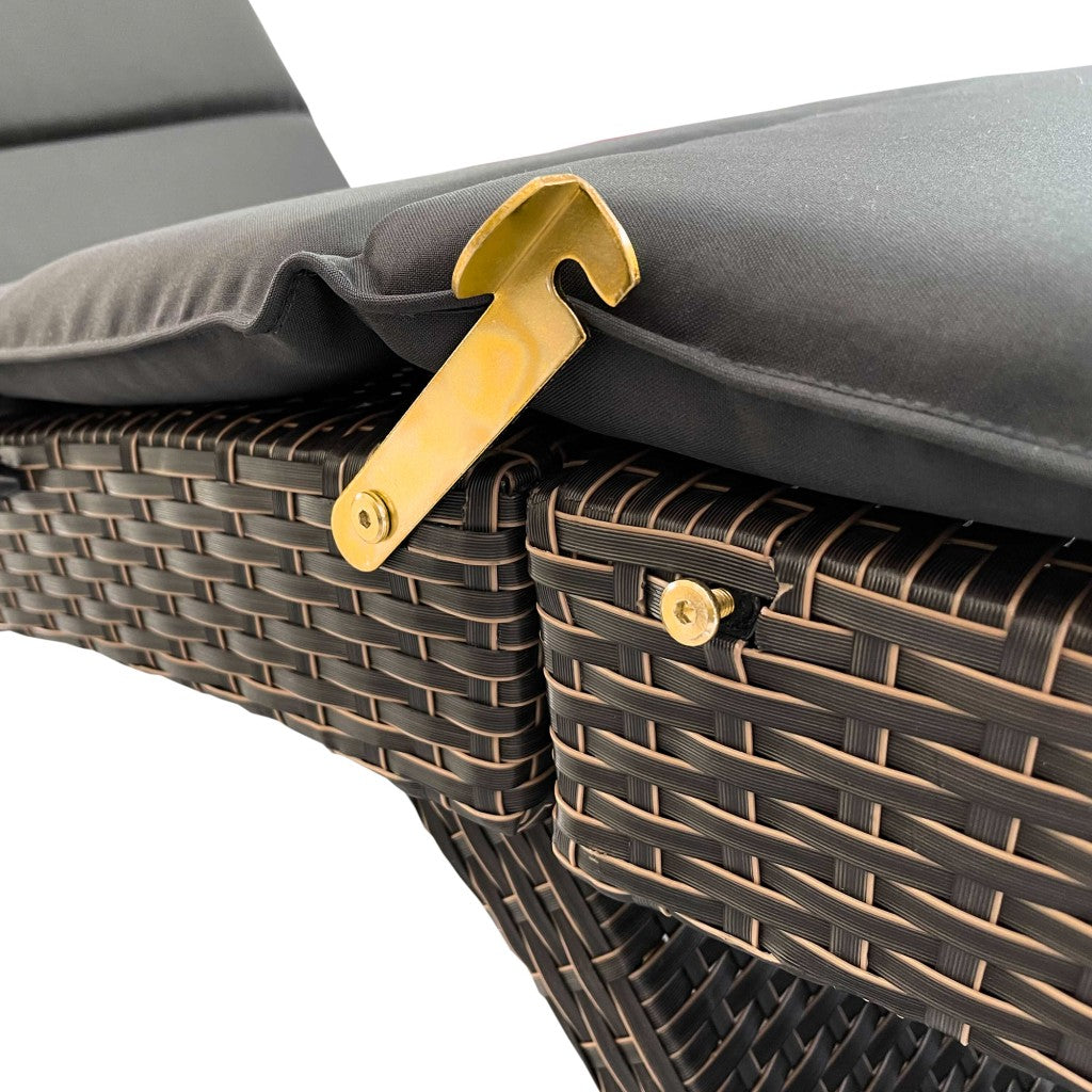 65" Faux Wicker and Dark Grey Cushions Chaise Lounge By Homeroots | Outdoor Chaise Lounges | Modishstore - 4