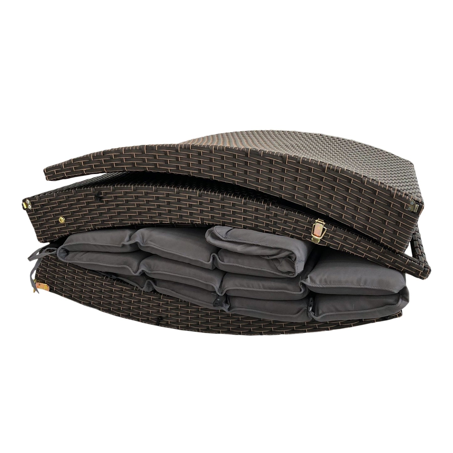 65" Faux Wicker and Dark Grey Cushions Chaise Lounge By Homeroots | Outdoor Chaise Lounges | Modishstore - 6