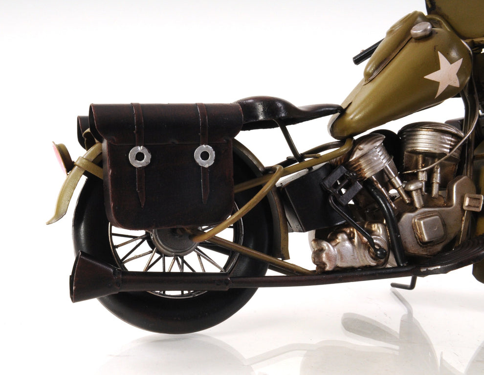c1942 Green U.S. Army Motorcycle Sculpture By Homeroots | Sculptures | Modishstore - 2