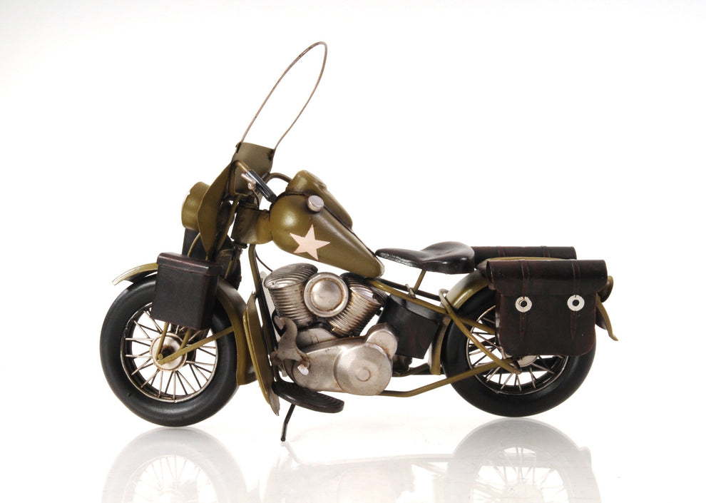 c1942 Green U.S. Army Motorcycle Sculpture By Homeroots | Sculptures | Modishstore - 7