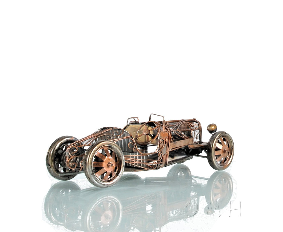 c1924 Bugatti Bronze and Silver Open Frame Racecar Sculpture By Homeroots | Sculptures | Modishstore - 3
