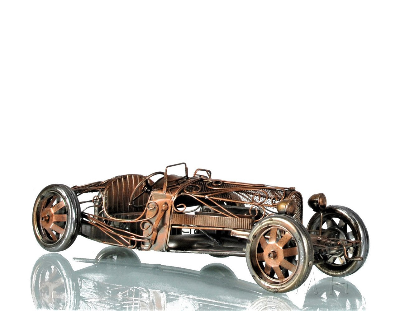 c1924 Bugatti Bronze and Silver Open Frame Racecar Sculpture By Homeroots | Sculptures | Modishstore - 6