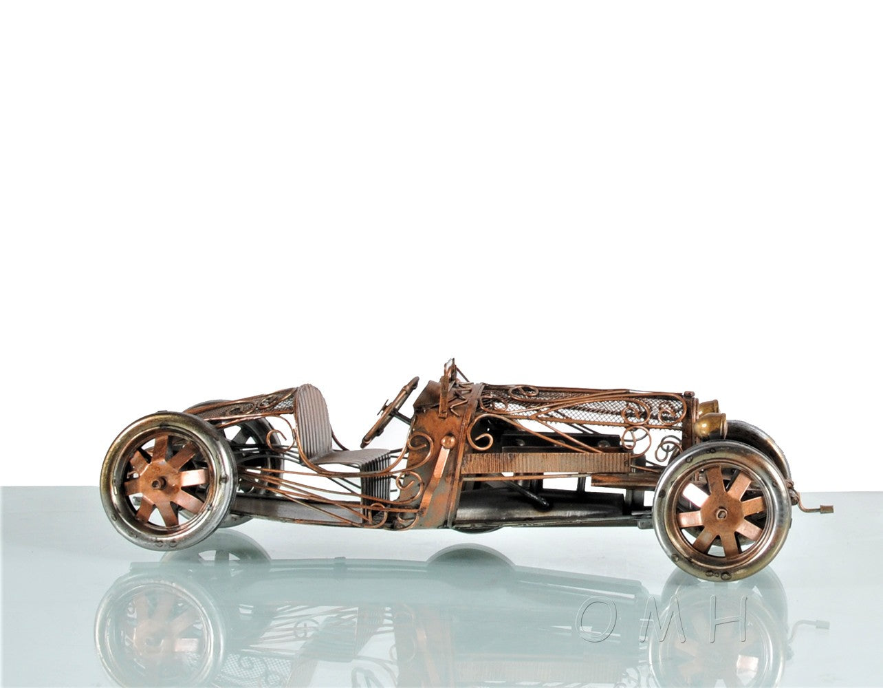 c1924 Bugatti Bronze and Silver Open Frame Racecar Sculpture By Homeroots | Sculptures | Modishstore - 7