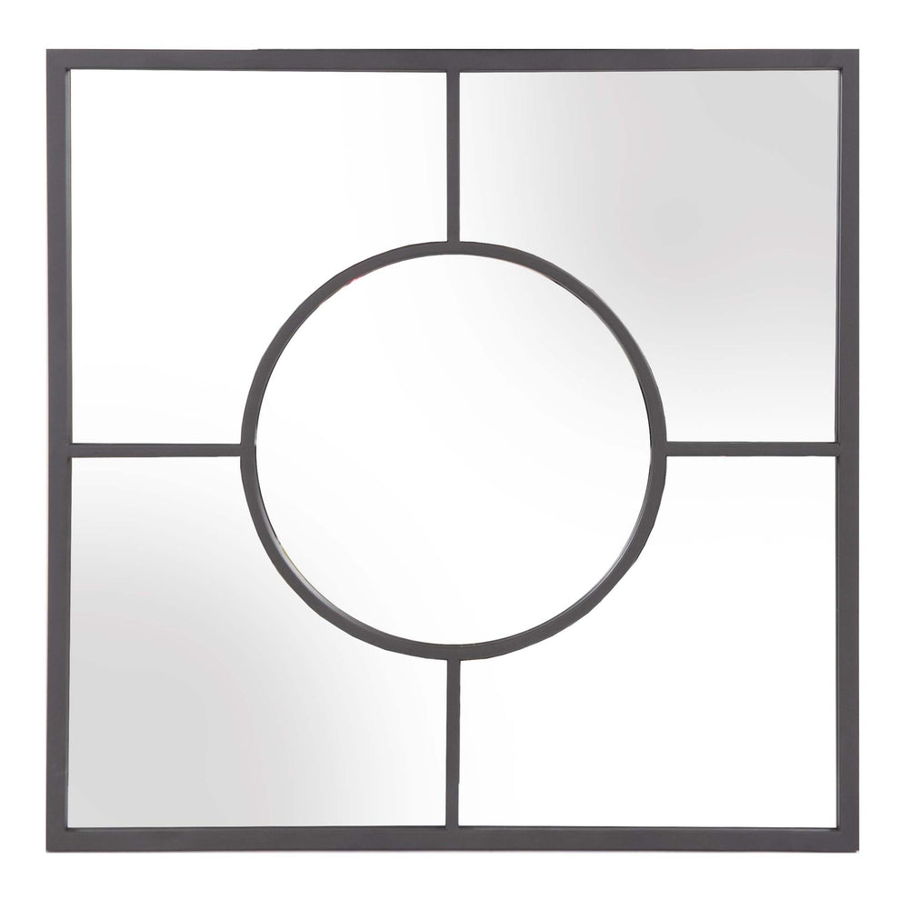 Graphite Geometric Design Square Metal Wall Mirror By Homeroots | Mirrors | Modishstore - 2