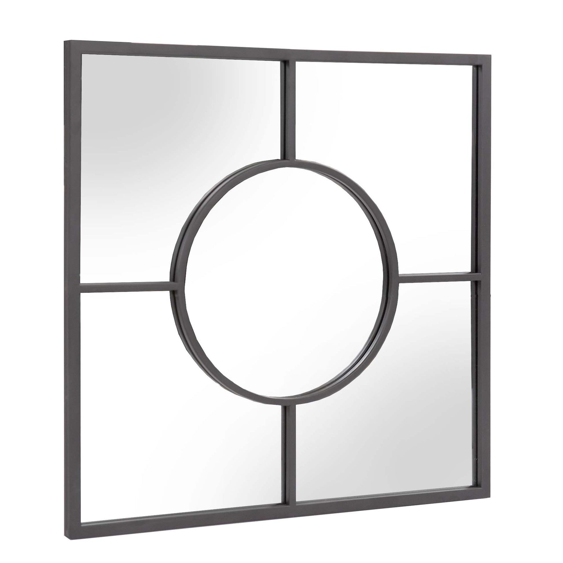 Graphite Geometric Design Square Metal Wall Mirror By Homeroots | Mirrors | Modishstore - 2