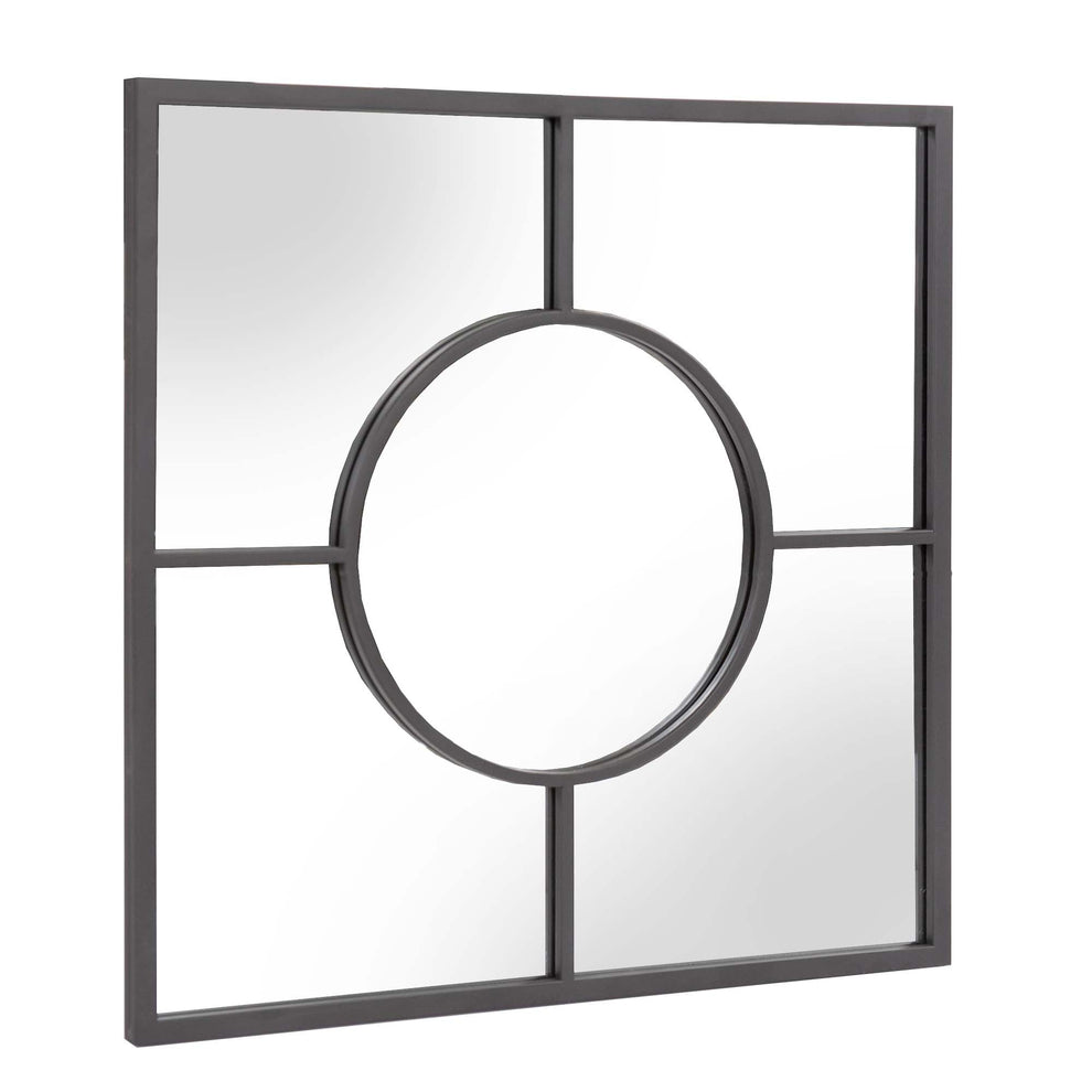 Graphite Geometric Design Square Metal Wall Mirror By Homeroots | Mirrors | Modishstore - 3